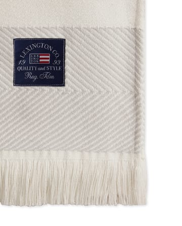 Herringbone Striped Recycled bomullspledd - Hvit-rosa - Lexington
