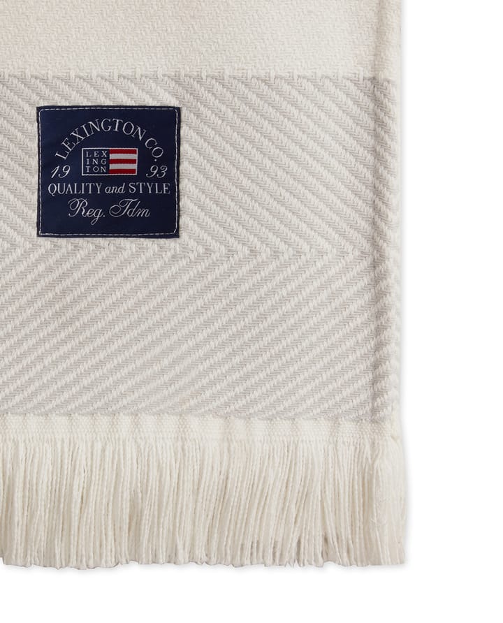 Herringbone Striped Recycled bomullspledd - Hvit-rosa - Lexington