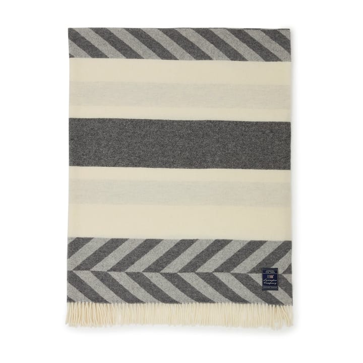 Herringbone Striped Recycled Wool pläd 130x170 cm - Gray-offwhite - Lexington