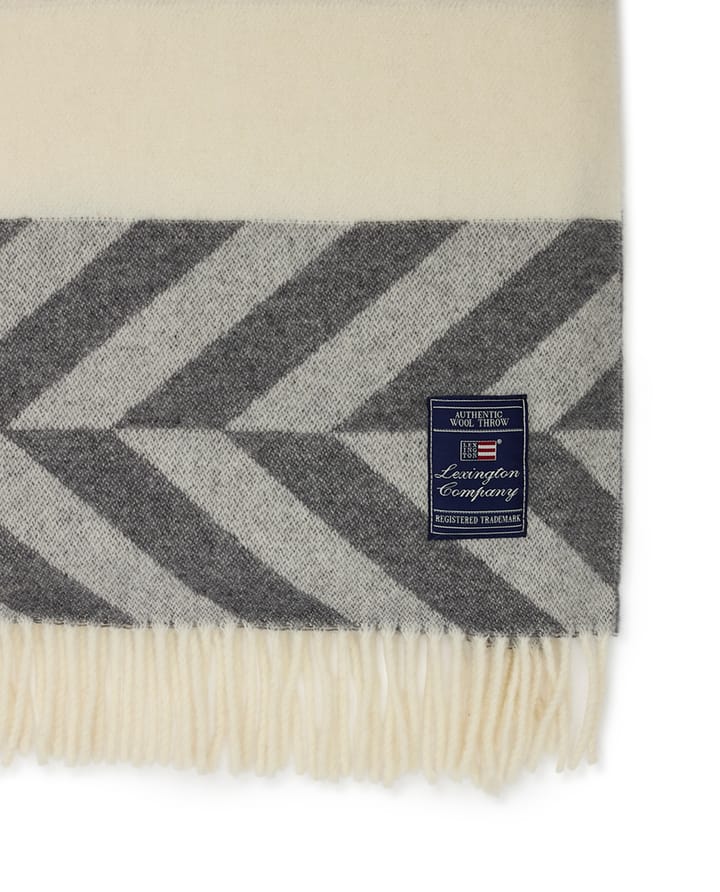 Herringbone Striped Recycled Wool pläd 130x170 cm - Gray-offwhite - Lexington