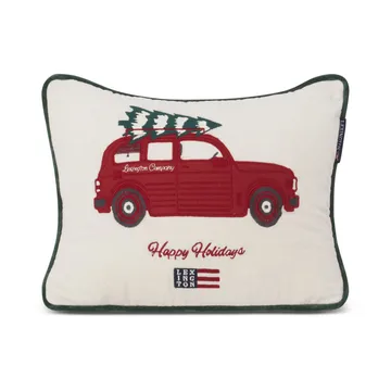 Holiday Car Organic Cotton Velvet pute 30 x 40 cm - White-red multi - Lexington
