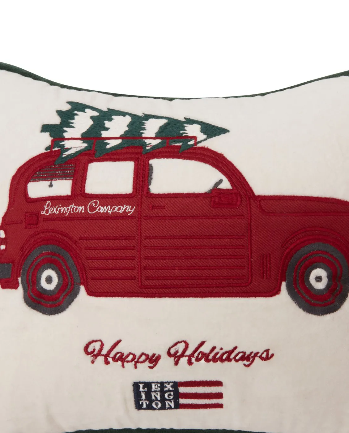 Holiday Car Organic Cotton Velvet pute 30 x 40 cm, White-red multi Lexington