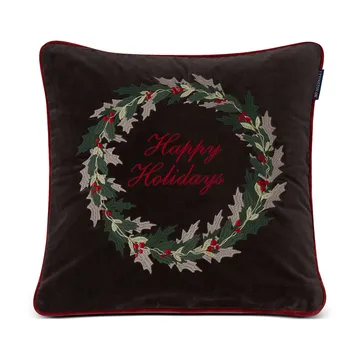 Holly Wrath Cotton Velvet putetrekk 50 x 50 cm - Dark grey-green-red - Lexington