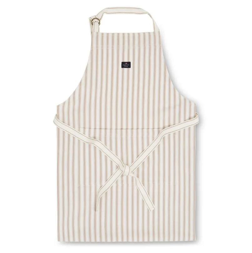 Icons Herringbone Striped forkle, Beige-white Lexington