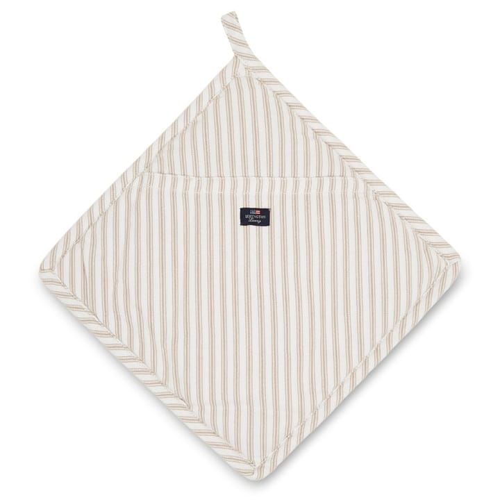 Icons Herringbone Striped grytelapp - Beige-white - Lexington