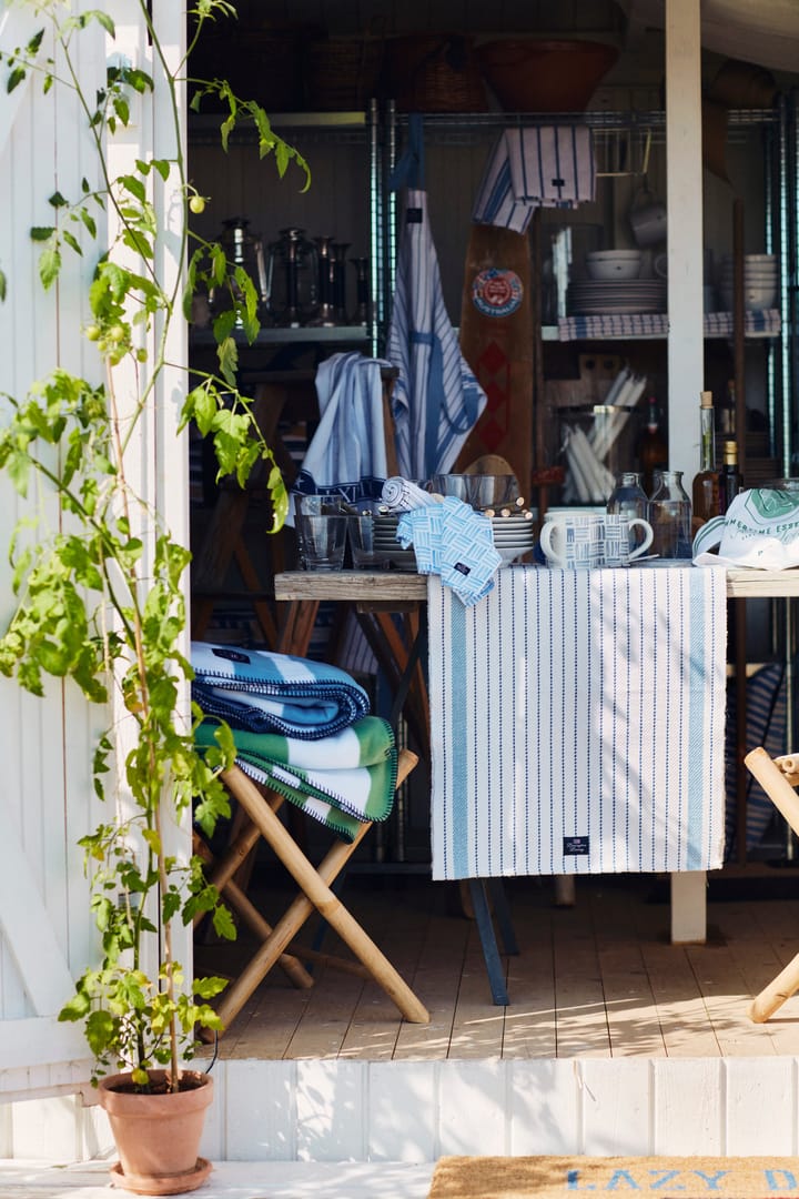 Irregular Striped Fleecepledd 130 x 170 cm, Blue-White Lexington