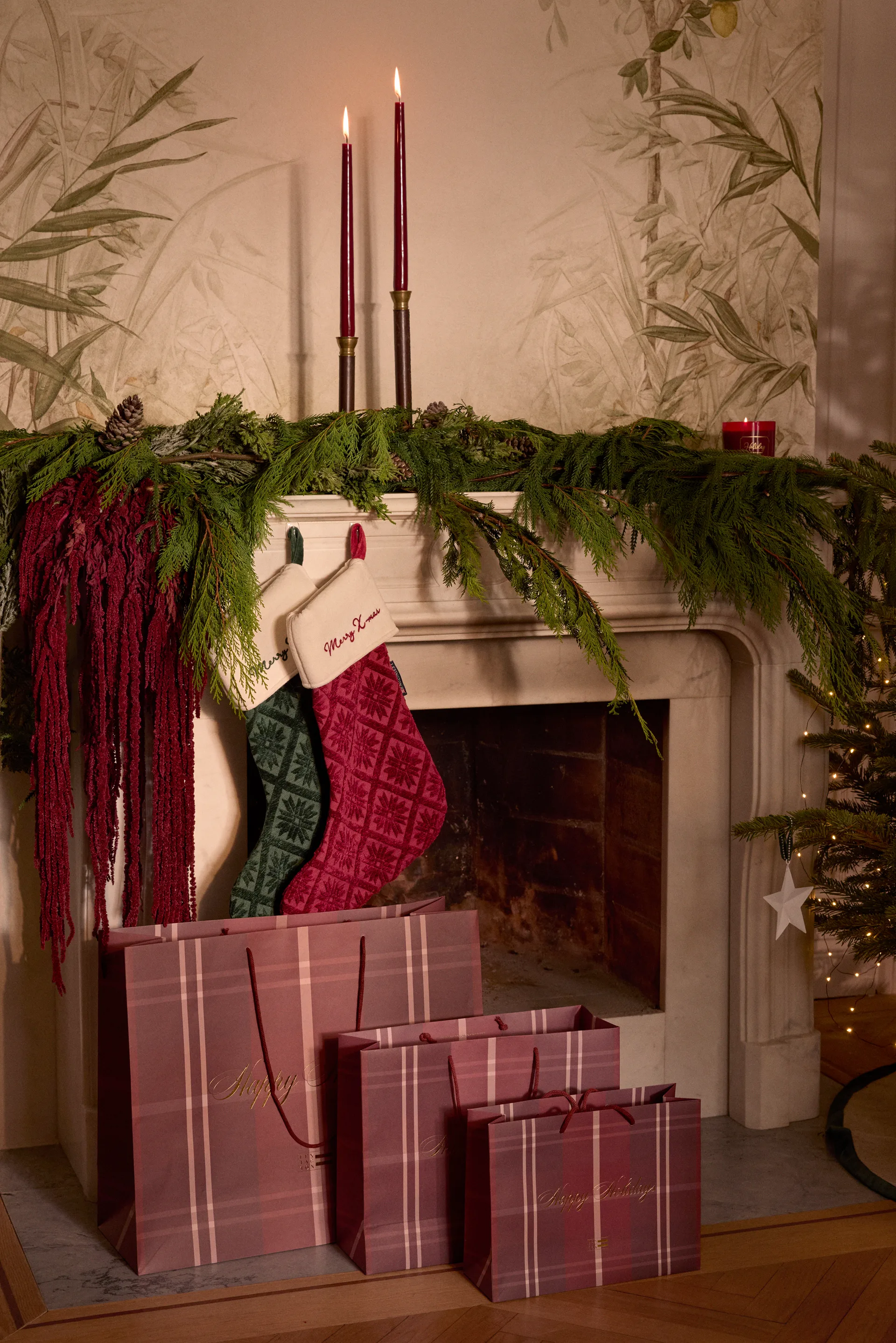 Jacquard økologisk bomull/viskose julestrømpe, Red Lexington