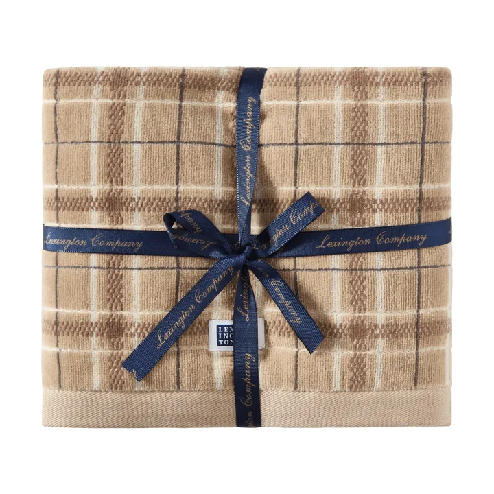 Lexington checked håndkle 2-pakning - Beige-grey - Lexington
