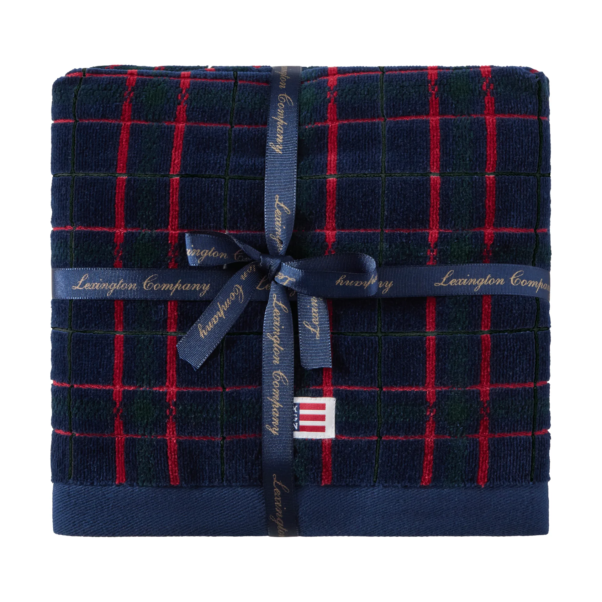 Lexington checked håndkle 2-pakning, Navy-green, 50x70 cm Lexington