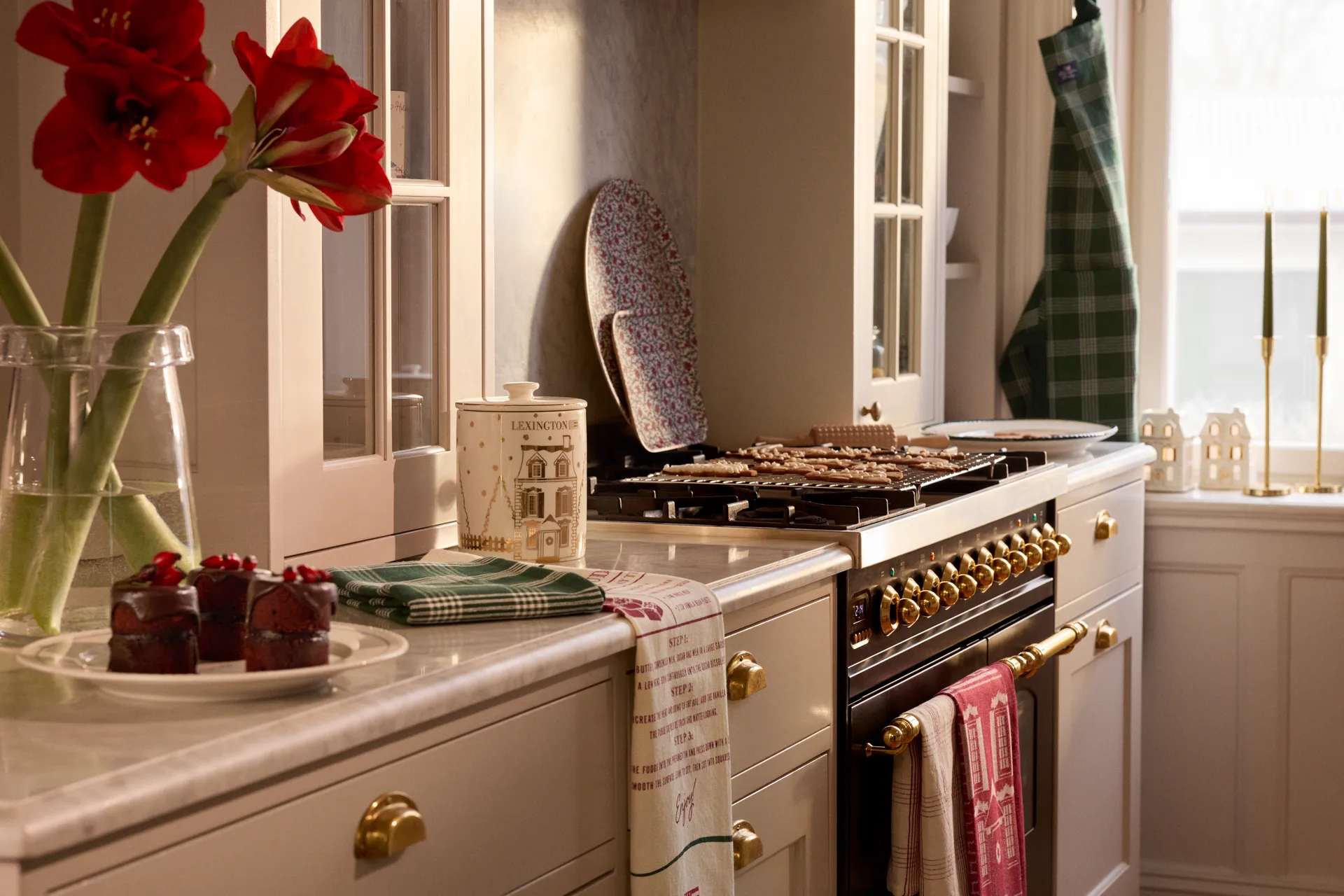 Lexington økologisk bomull kjøkkenhåndkle 50x70 cm, Green-white Lexington