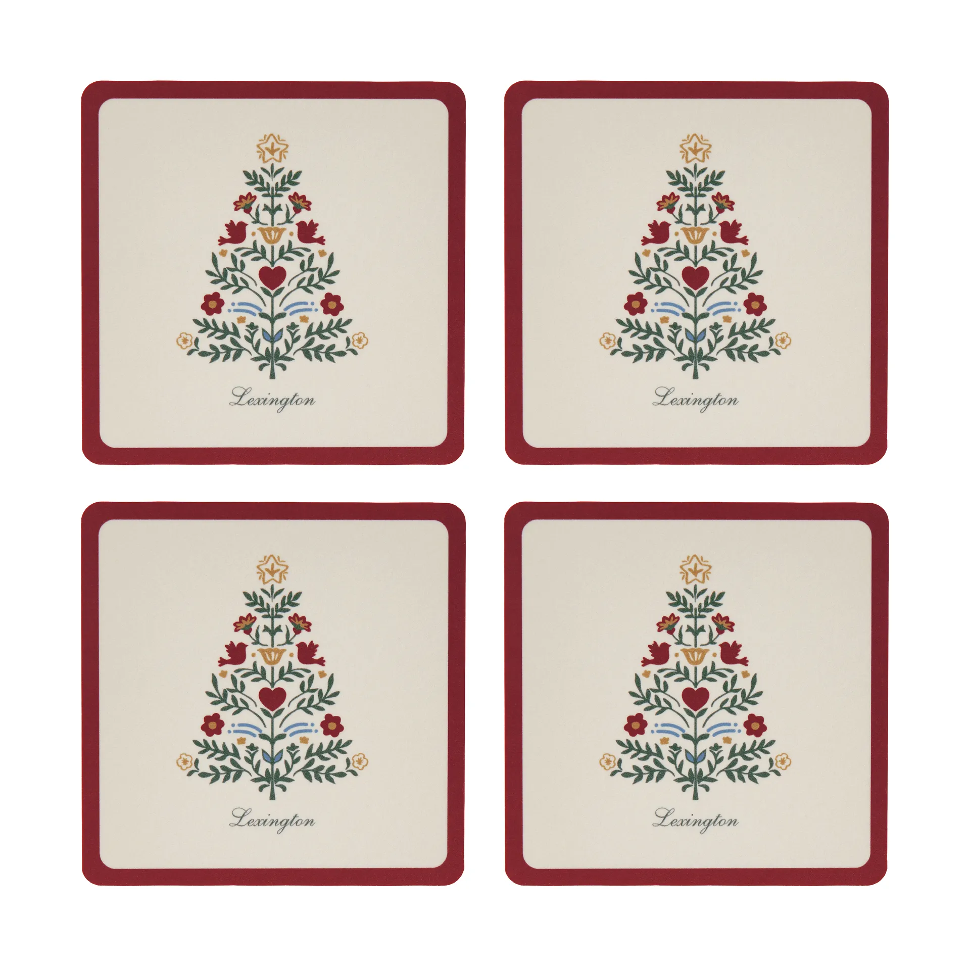 Lexington laminerte glassunderlag, Red-light beige, 9x9 cm, 4-pakning Lexington