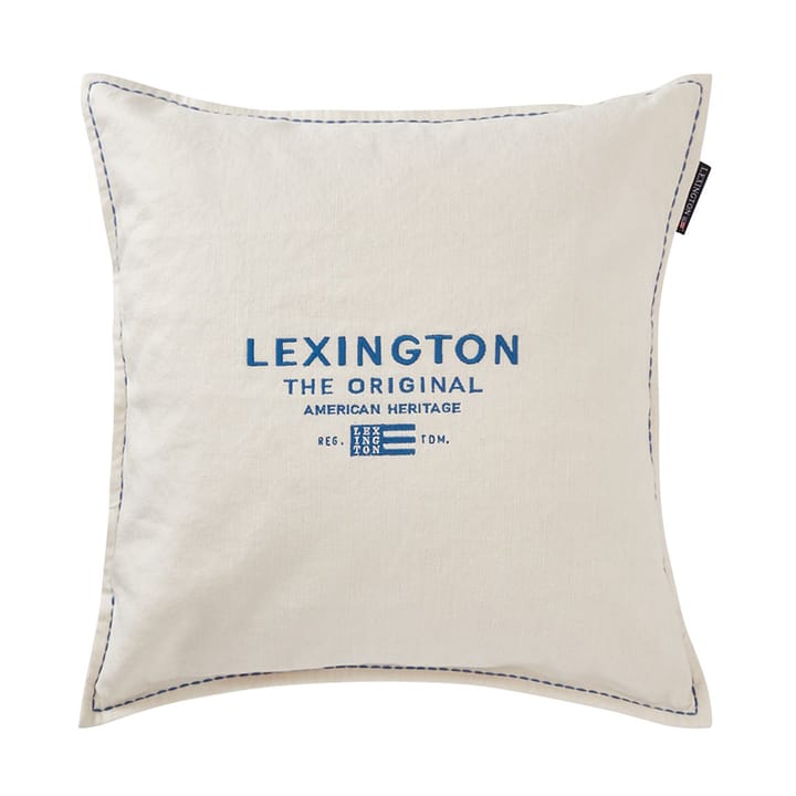 Logo Embroidered Linen/cotton putetrekk 50x50 cm - White - Lexington