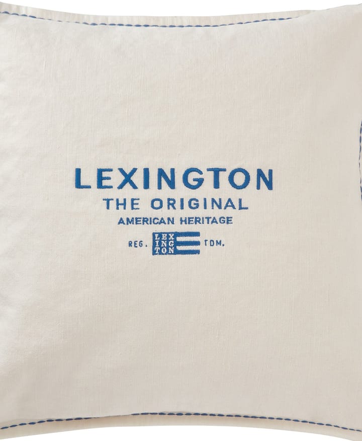 Logo Embroidered Linen/cotton putetrekk 50x50 cm - White - Lexington