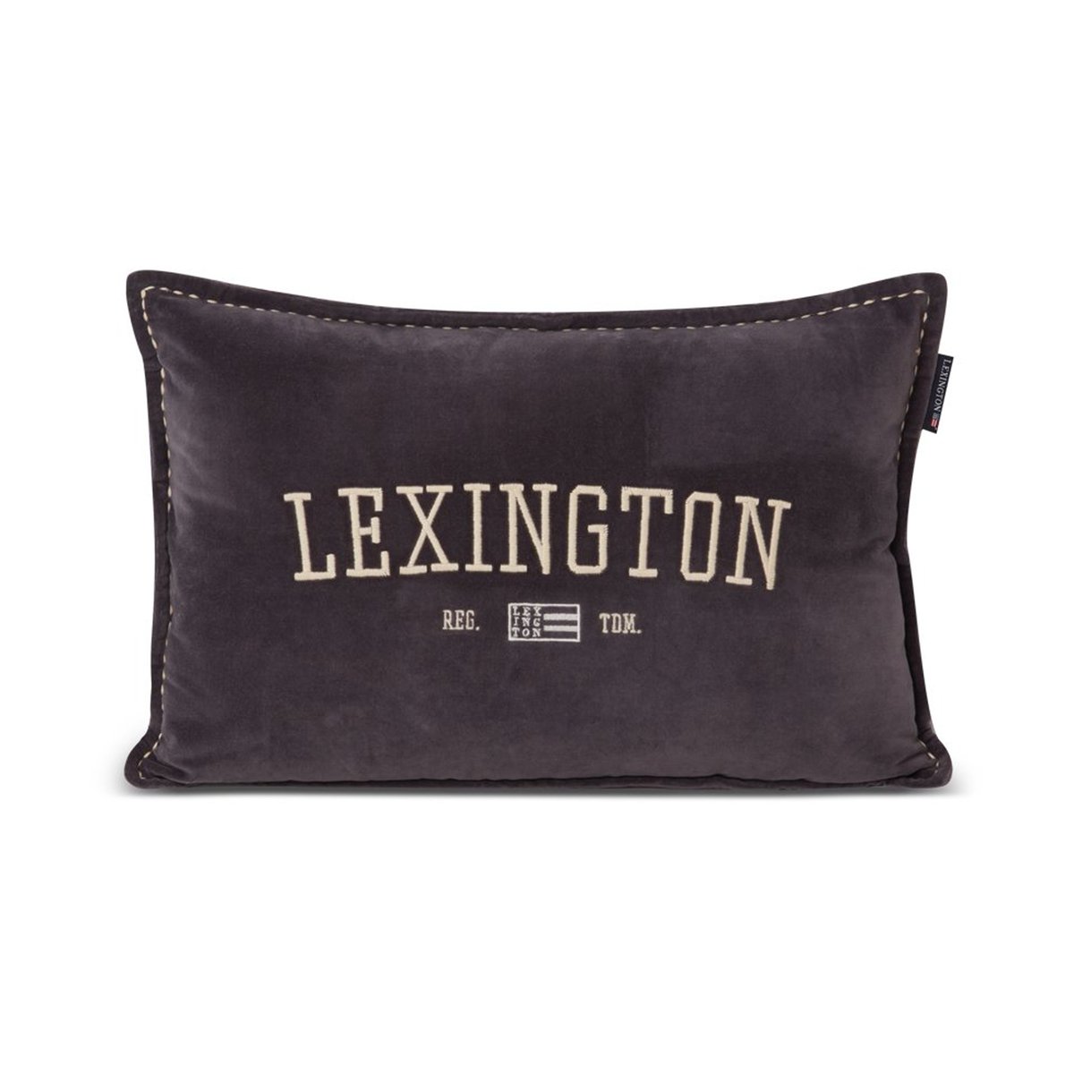 Bilde av Lexington Logo Message Organic Cotton Velvet pute 40 x 60 cm Dark gray