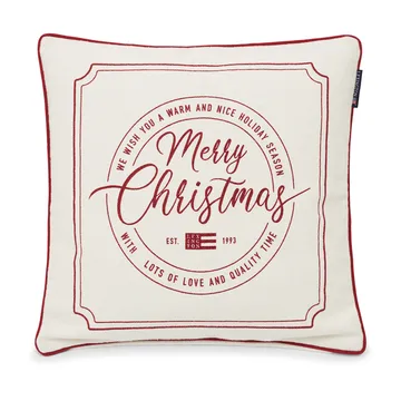 Merry Christmas Cotton Canvas putetrekk 50x50 cm - Offwhite-rød - Lexington