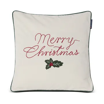 Merry Christmas Cotton Velvet putetrekk 50 x 50 cm - Off white-red - Lexington