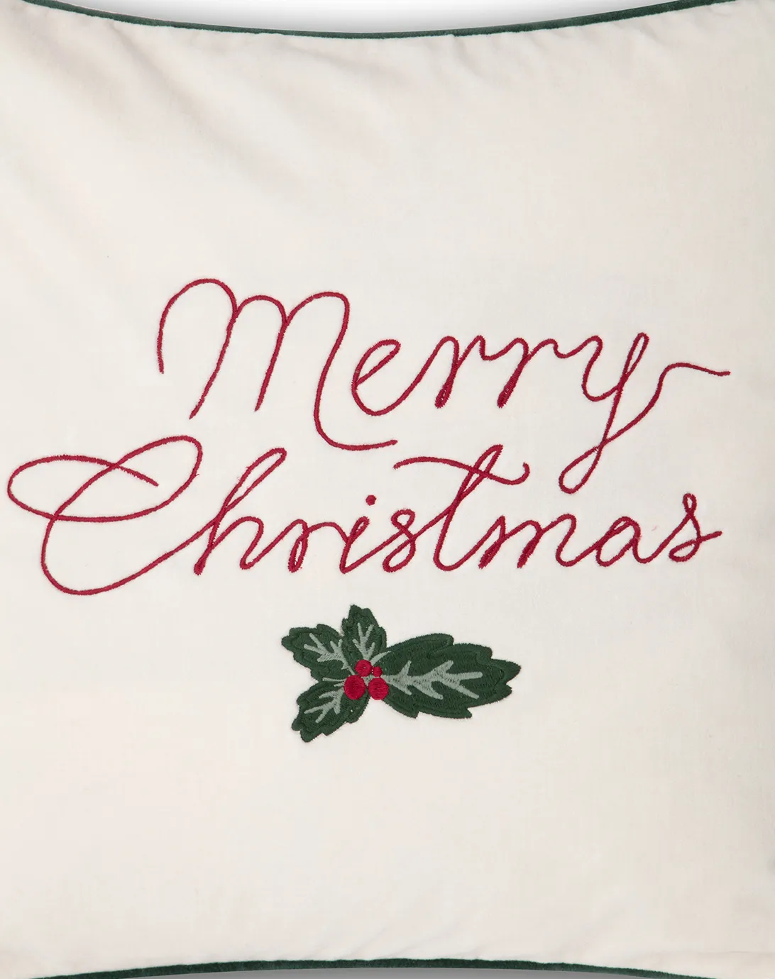 Merry Christmas Cotton Velvet putetrekk 50 x 50 cm, Off white-red Lexington
