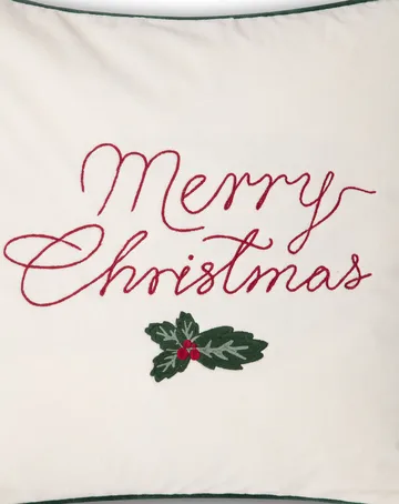 Merry Christmas Cotton Velvet putetrekk 50 x 50 cm - Off white-red - Lexington