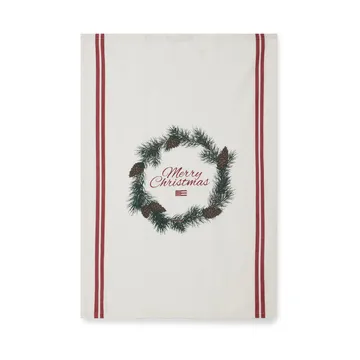 Merry Christmas Org Cotton kjøkkenhåndkle 50 x 70 cm - White-red-green - Lexington
