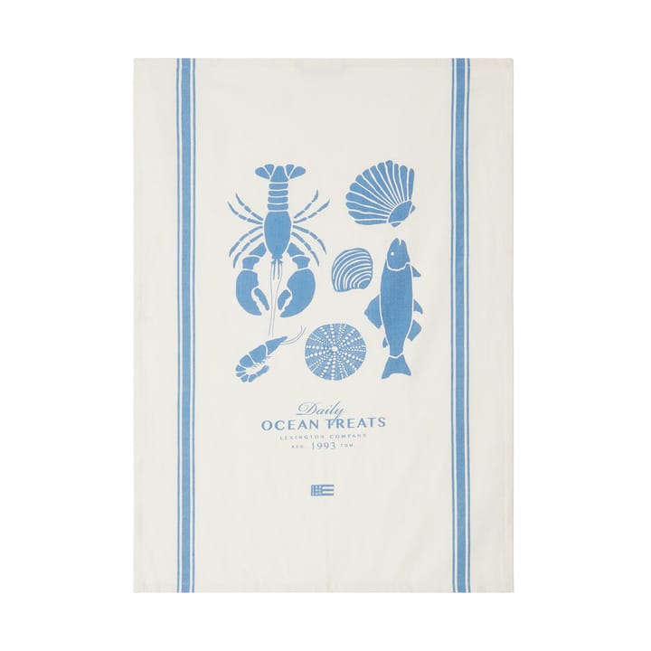 Ocean treats printed bomull kjøkkenhåndkle 50x70 cm, White Lexington