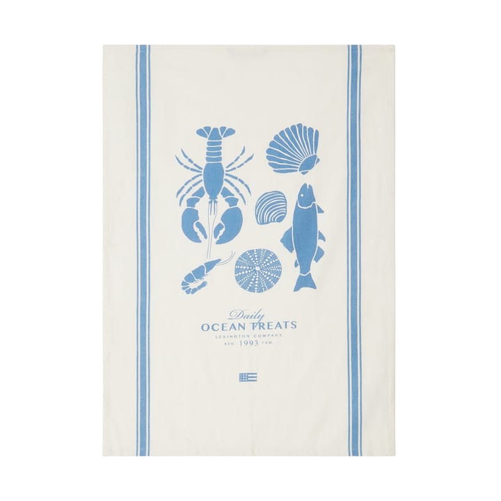 Ocean treats printed bomull kjøkkenhåndkle 50x70 cm - White - Lexington