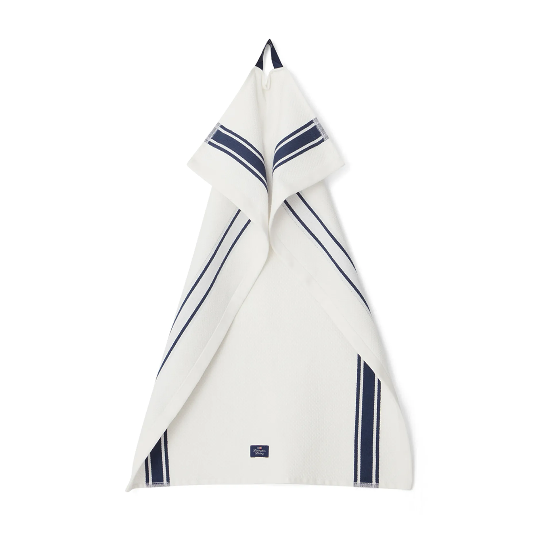 Organic Cotton Waffle Kitchen Towel 50 x 70 cm, Hvit-mørkeblå Lexington