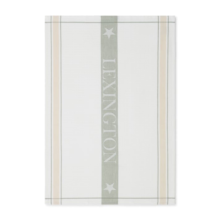 Organic Cotton Waffle Logo kjøkkenhåndkle 50 x 70 cm - White-green-beige - Lexington