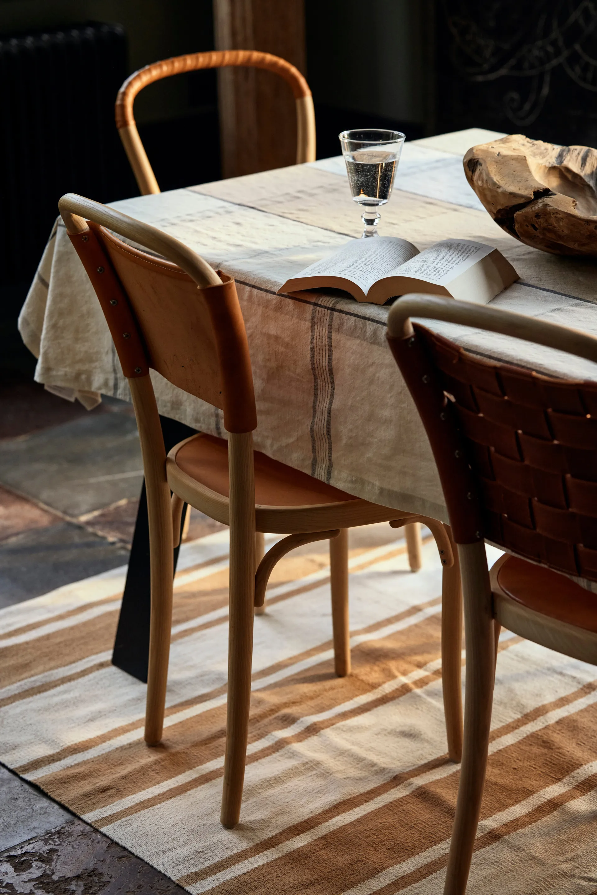 Organic Striped Cotton gangteppe 170x240 cm, Beige-white Lexington