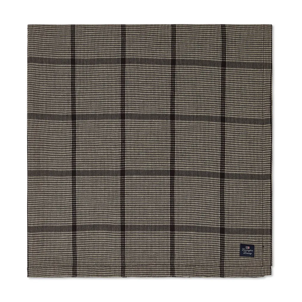 Pepita Check Cotton Linen bordsduk 150x250 cm, Dark gray-beige Lexington