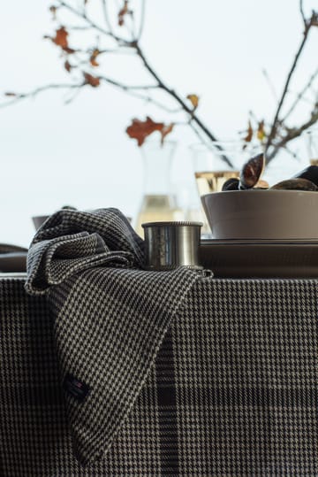 Pepita Check Cotton Linen bordsduk 150x250 cm - Dark gray-beige - Lexington