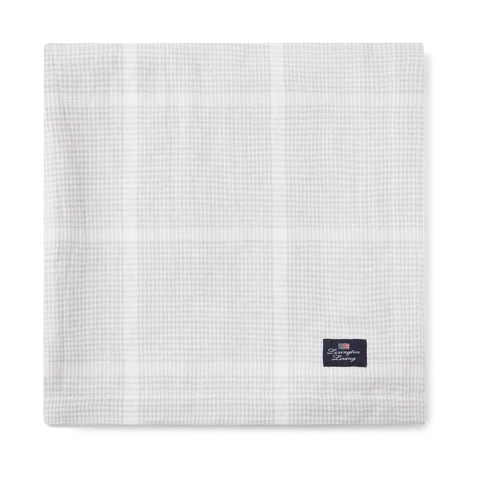 Pepita Check Cotton Linen duk 150 x 350 cm, White-light gray Lexington
