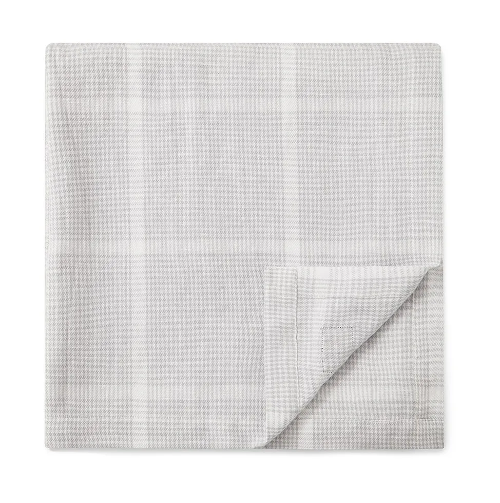 Pepita Check Cotton Linen duk 150 x 350 cm, White-light gray Lexington