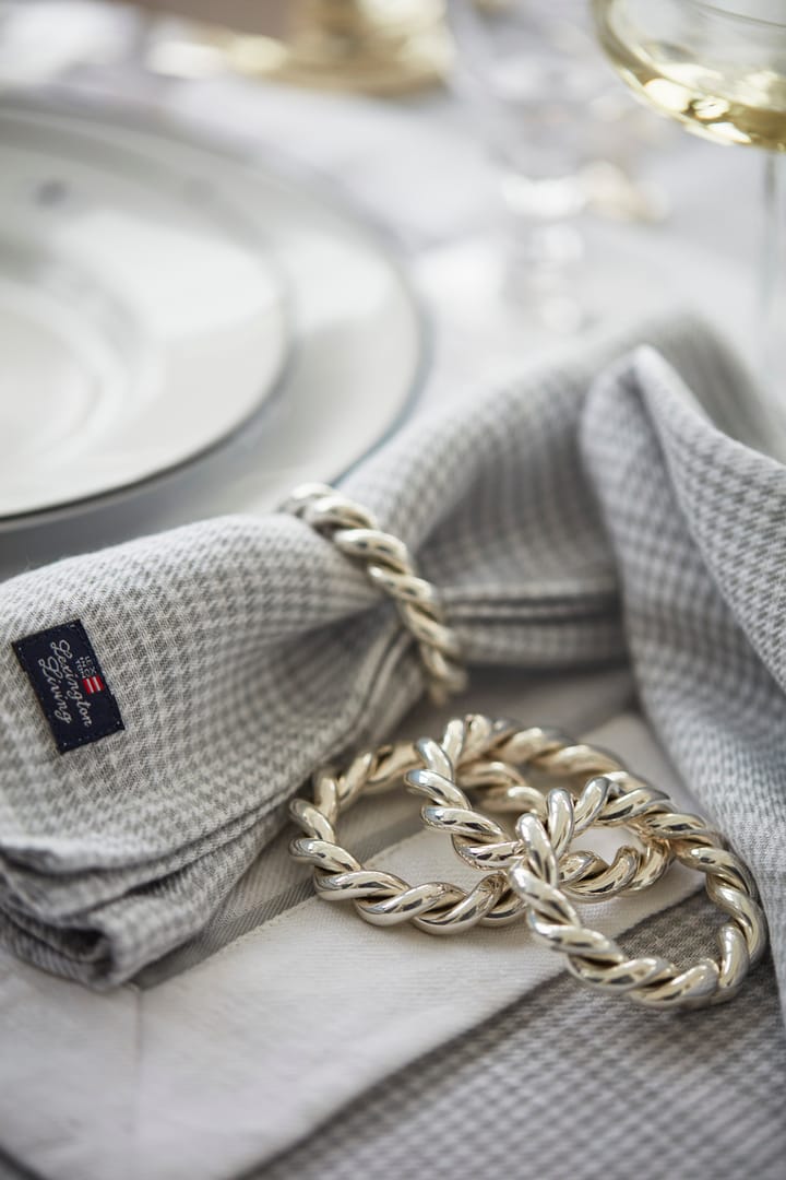 Pepita Check Cotton Linen duk 180 x 180, White-light gray Lexington