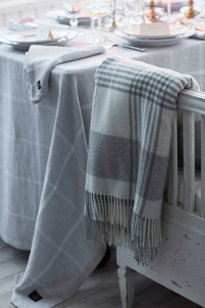 Pepita Check Cotton Linen duk 180 x 180, White-light gray Lexington