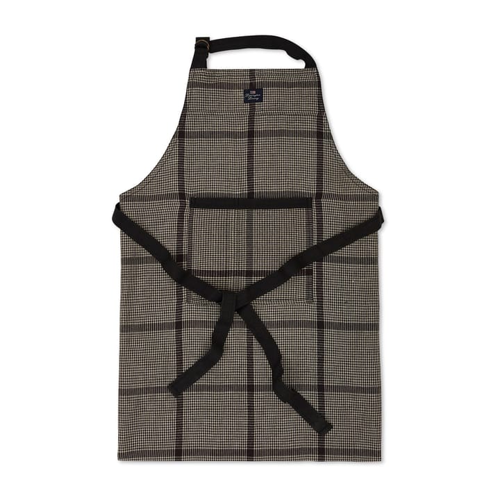 Pepita Check Cotton Linen förkläde - Dark gray-beige - Lexington