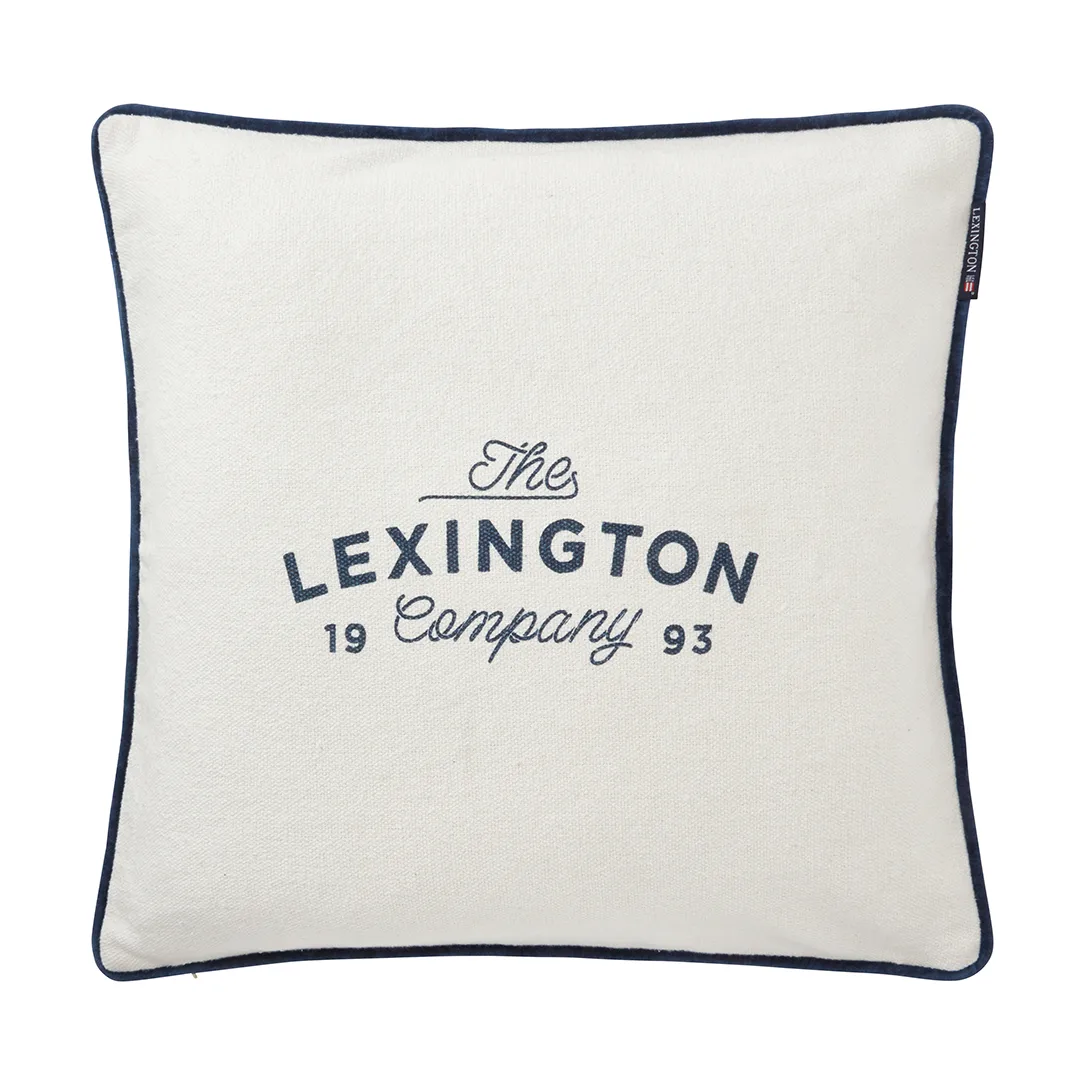 Printed Logo Recycled Cotton putetrekk 50x50 cm, White Lexington