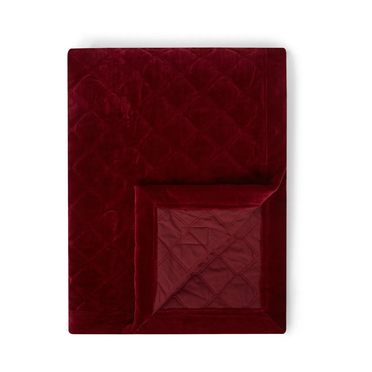 Quilted Organic Cotton Velvet sengeteppe 240 x 260 cm, Red Lexington