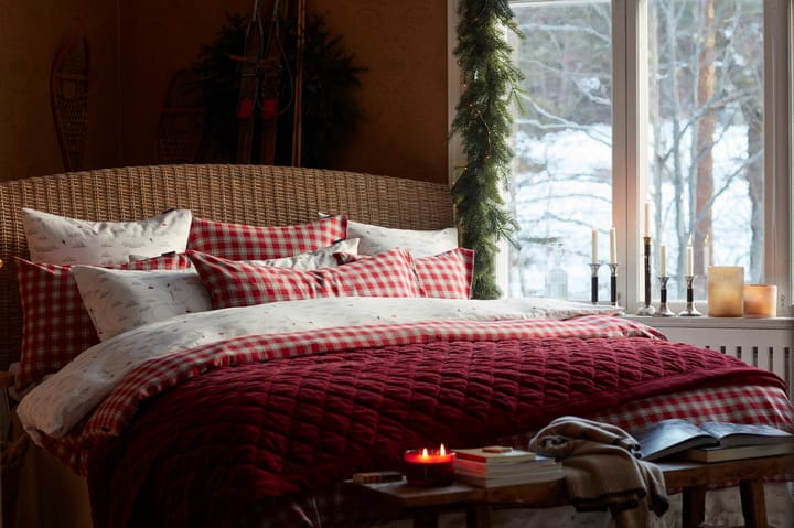 Quilted Organic Cotton Velvet sengeteppe 240 x 260 cm, Red Lexington