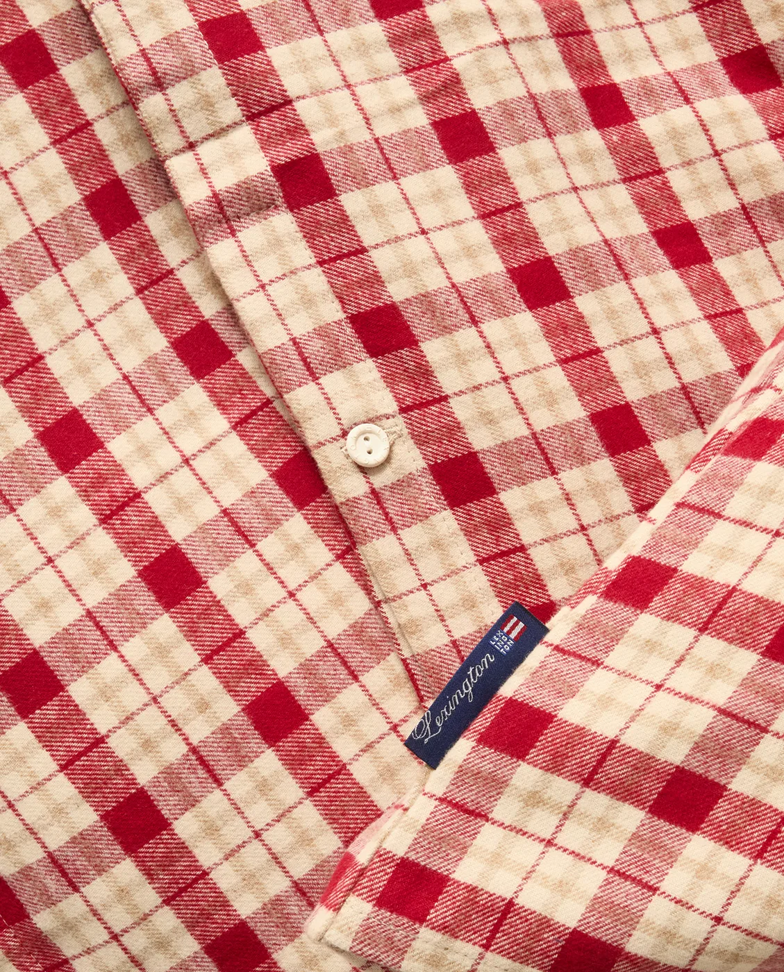 Red-beige Checked bomull flanell sengetøy 2 deler, 50x60 cm, 150x210 cm Lexington