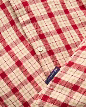 Red-beige Checked bomull flanell sengetøy 2 deler - 50x60 cm, 150x210 cm - Lexington