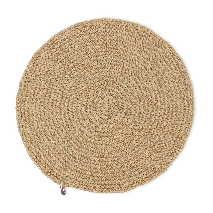 Round Recycled Paper Straw spisebrikke Ø 38 cm, Beige Lexington