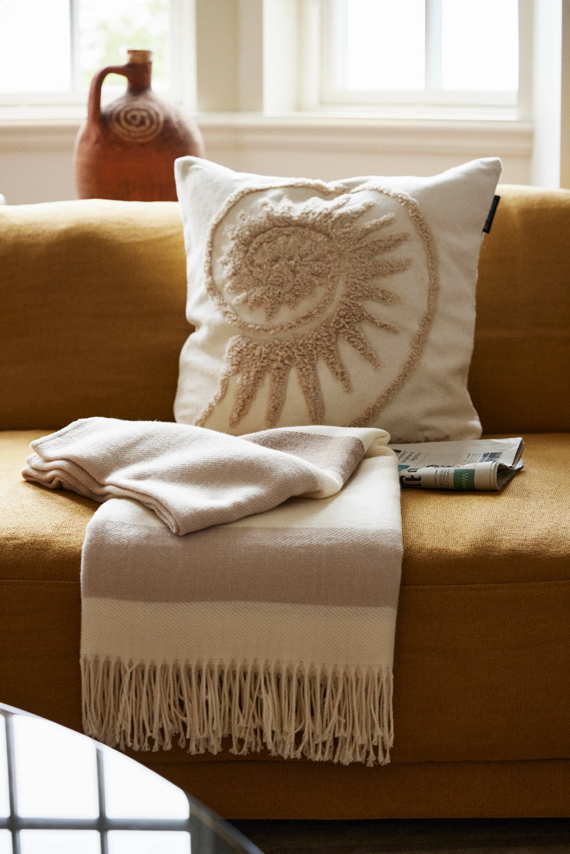 Rug Shell Cotton Canvas putetrekk 50x50 cm, White Lexington