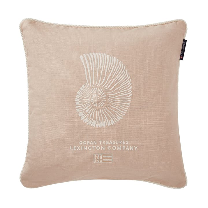 Sea Embroidered Recycled Cotton Putetrekk 50x50cm, Light Beige Lexington