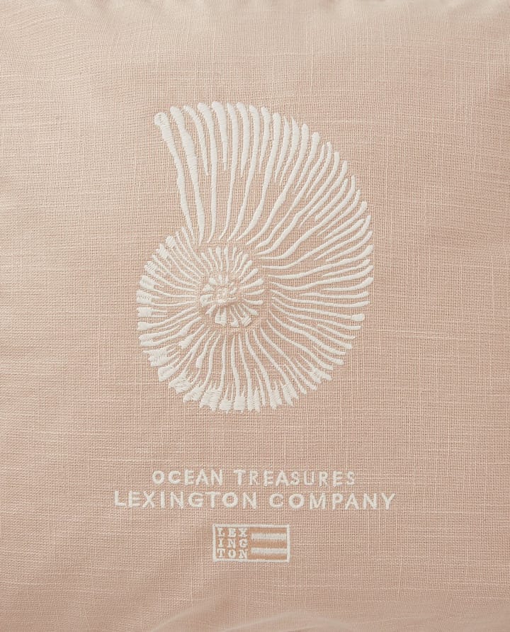 Sea Embroidered Recycled Cotton Putetrekk 50x50cm, Light Beige Lexington