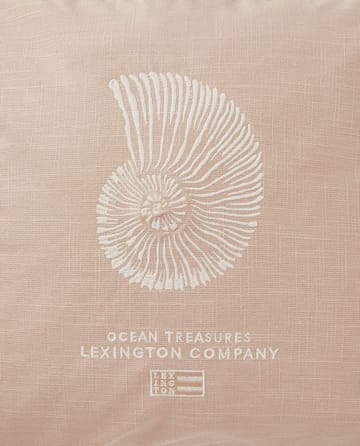 Sea Embroidered Recycled Cotton Putetrekk 50x50cm - Light Beige - Lexington