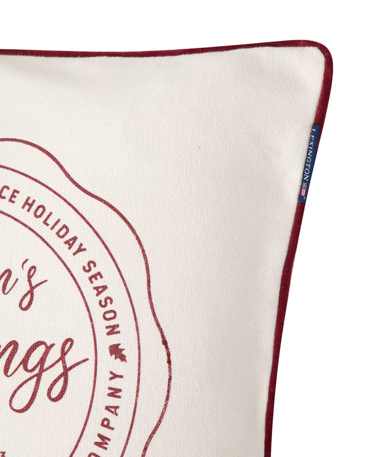 Seasons Greetings Cotton putetrekk 50 x 50 cm, Off white-red Lexington