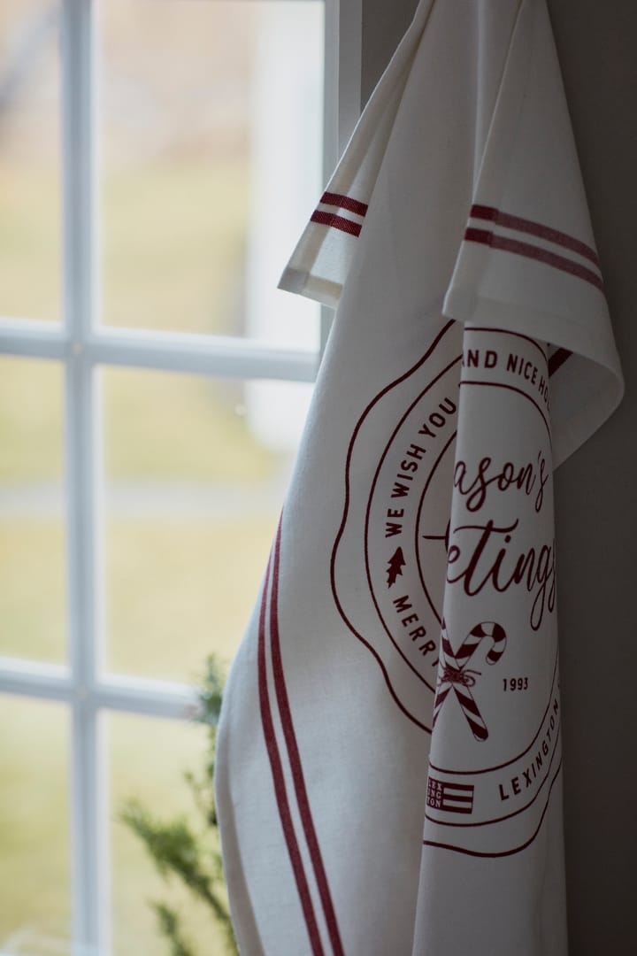 Seasons Greetings Printed kjøkkenhåndkle 50 x 70 cm, White-red Lexington