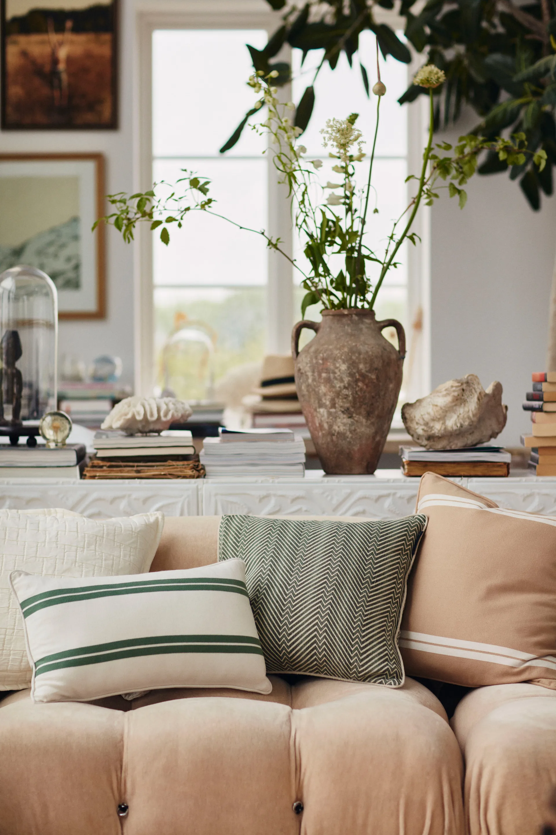 Side Striped pute small 30 x 50 cm, White-green Lexington