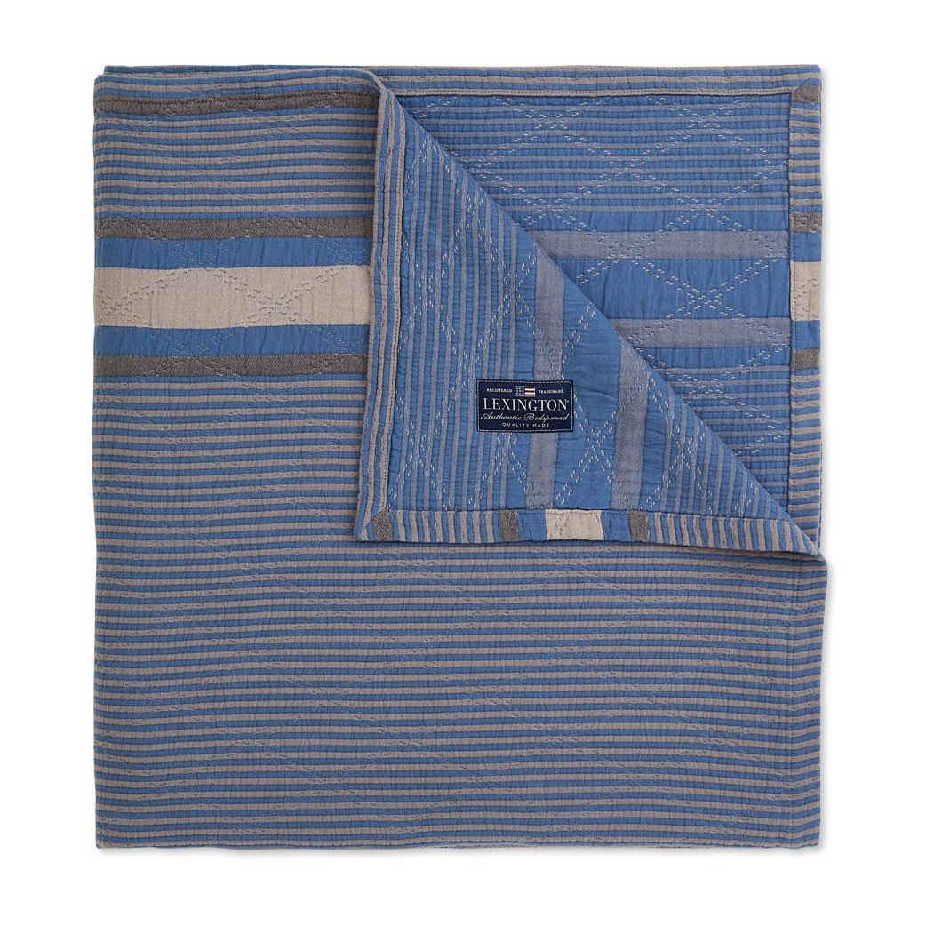 Bilde av Lexington Side Striped Soft Quilted överkast 160x240 cm Blue