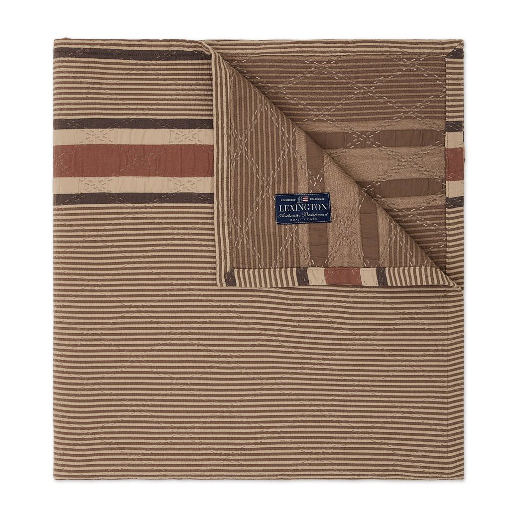 Bilde av Lexington Side Striped Soft Quilted överkast 240x260 cm Beige